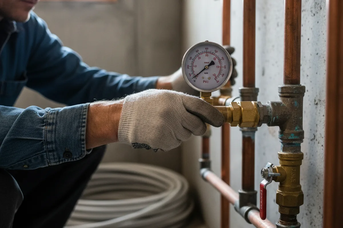 Pressure testing a repaired line during Water Line Repair in Manly